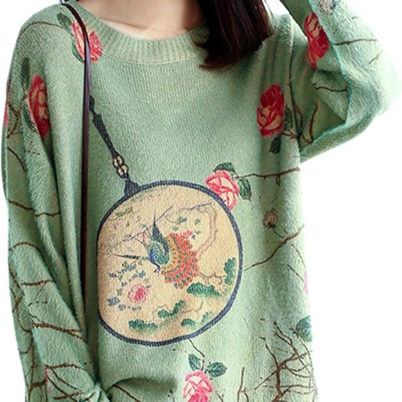 Green printed oversized sweater XL - Picture 8 of 8